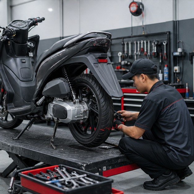 Bảo dưỡng xe máy tại garage