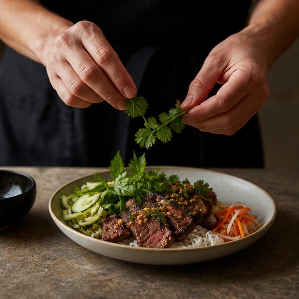 Chef hoàn thiện món