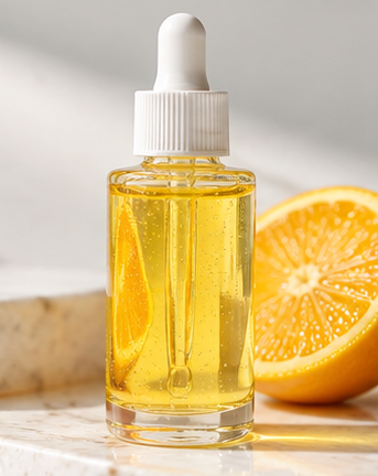 Bàn Ingredient Lab với các lọ serum