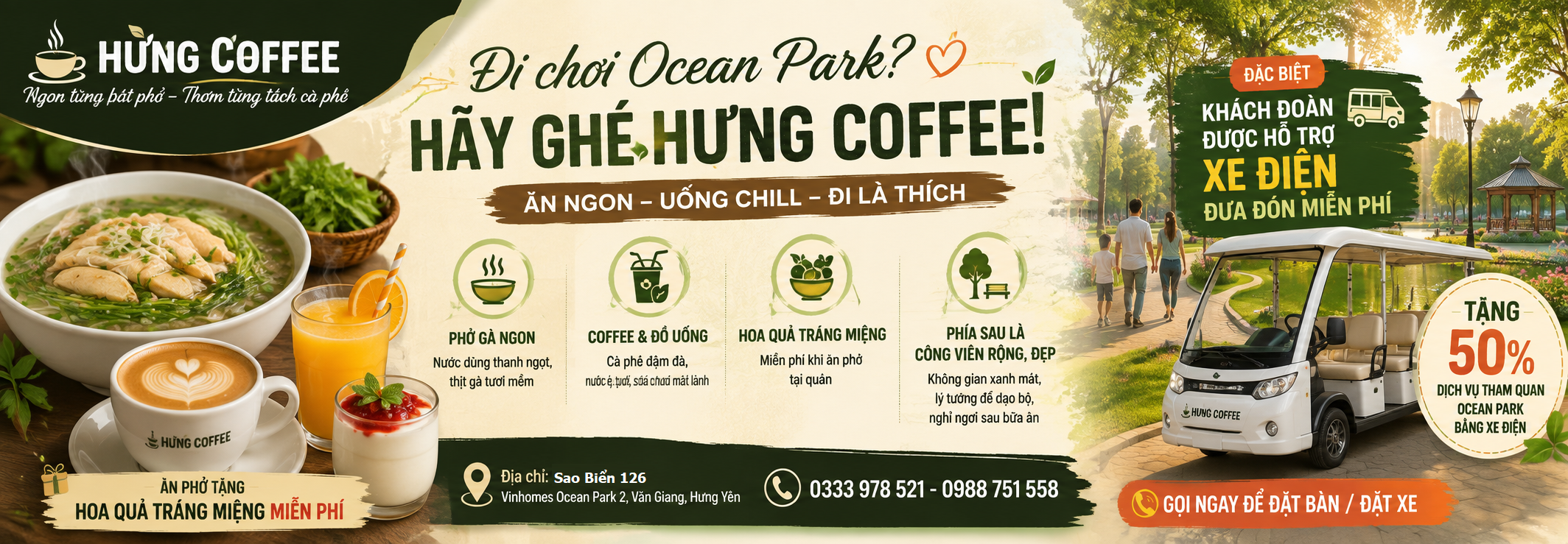 Hưng Coffee – Đi chơi Ocean Park, ăn ngon có xe điện đưa đón