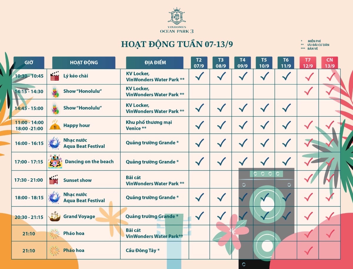 VHOP3_Bản tin thông báo Hoạt động sự kiện tuần 07-13/9