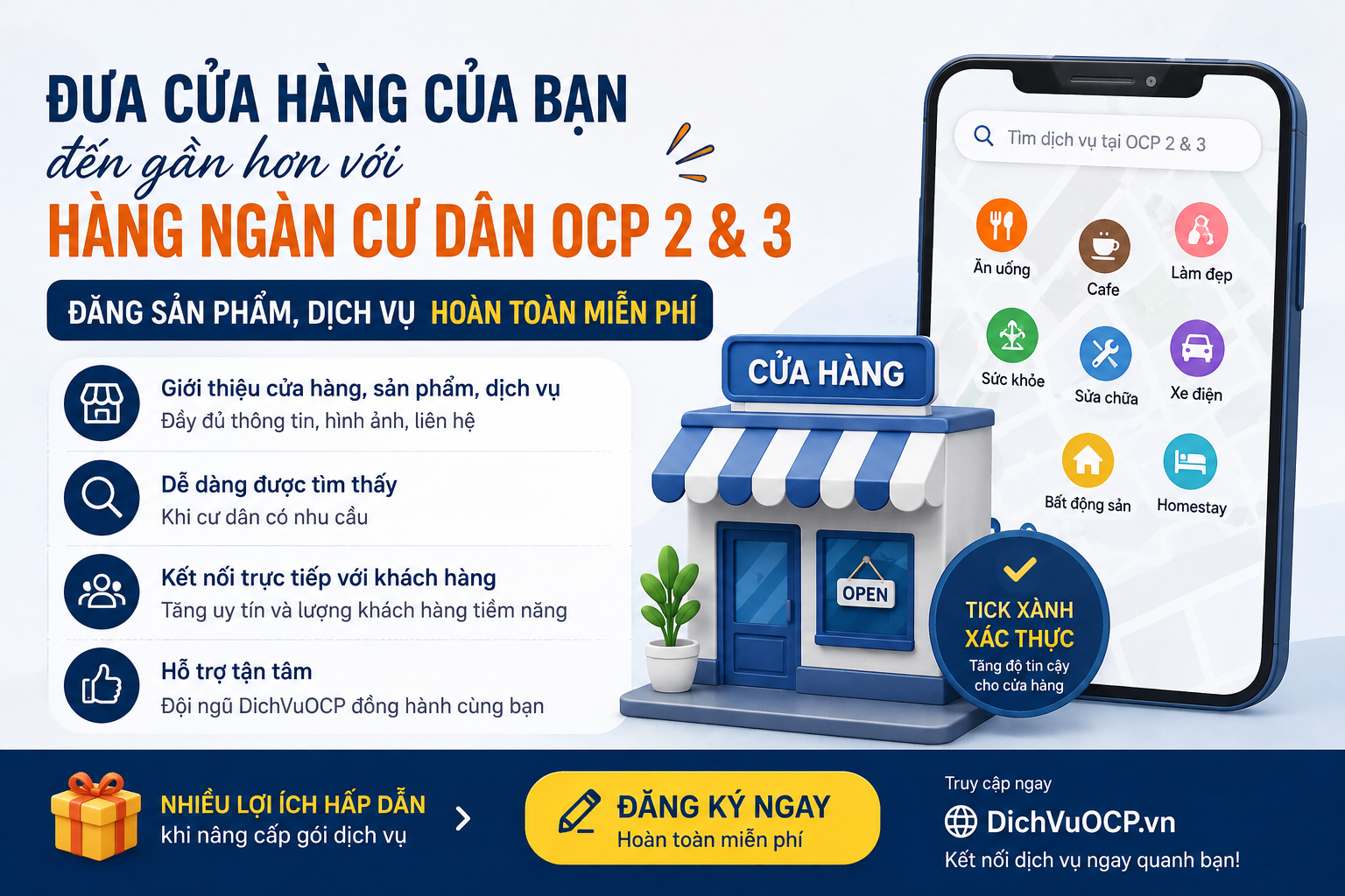 🏪 Đưa cửa hàng của bạn lên DichVuOCP hoàn toàn miễn phí