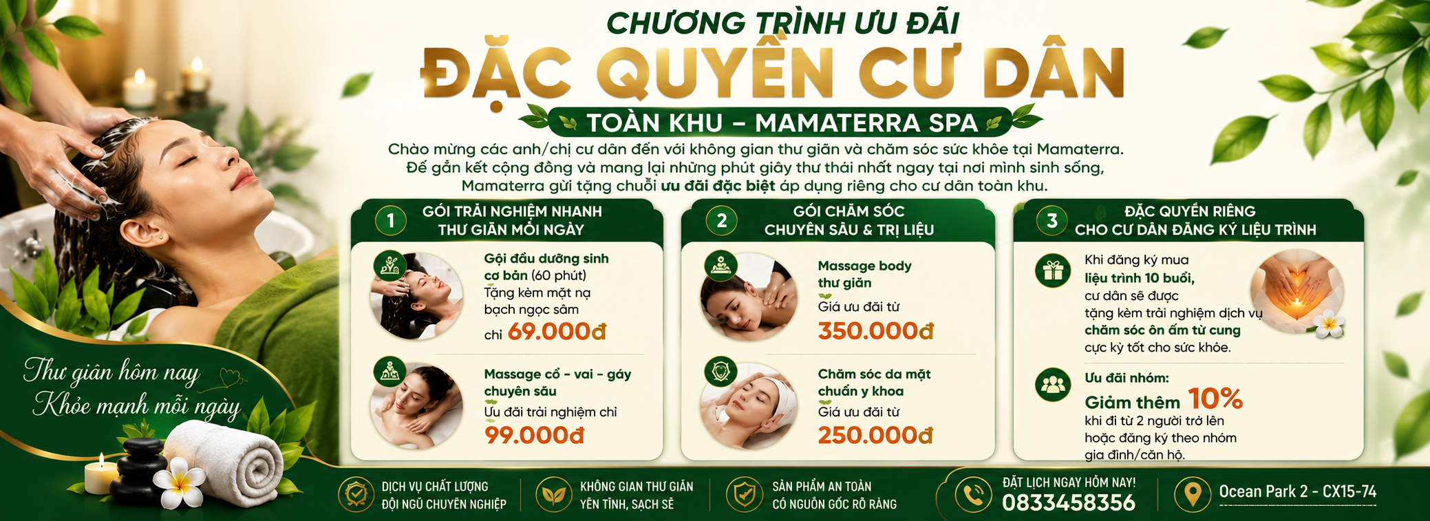 DichVuOCP kết nối ưu đãi Mamaterra Spa dành cho cư dân OCP2&3